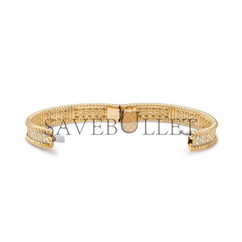 VAN CLEEF ARPELS PERLÉE DIAMONDS BRACELET, 3 ROWS, SMALL MODEL - YELLOW GOLD, DIAMOND  VCARO56400