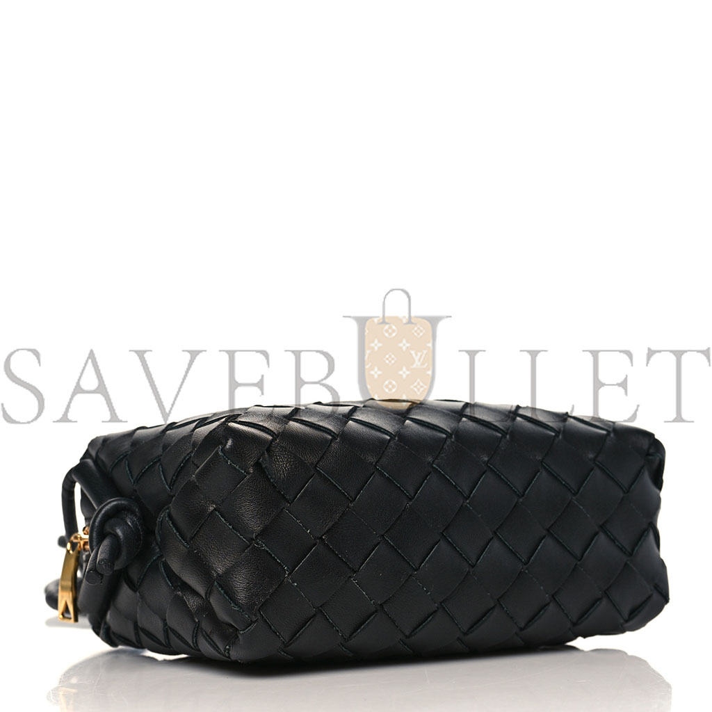 BOTTEGA VENETA NAPPA INTRECCIATO MINI LOOP CAMERA BAG BLACK (17*11*6cm)