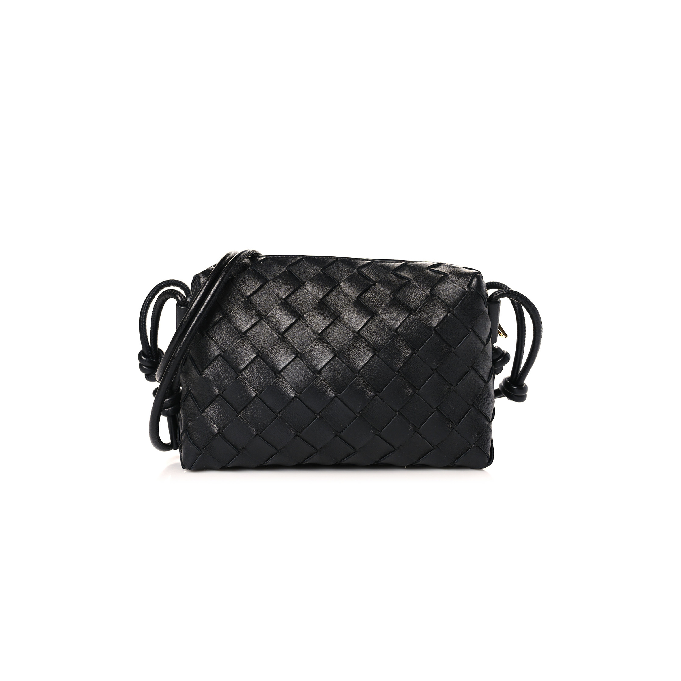 BOTTEGA VENETA NAPPA INTRECCIATO MINI LOOP CAMERA BAG BLACK 133093 (17*11*6cm)