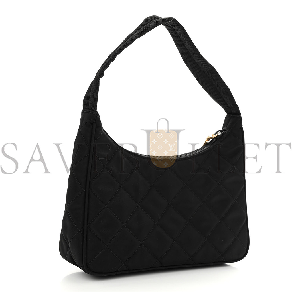 PRADA TESSUTO NYLON IMPUNTU QUILTED SHOULDER BAG BLACK (23*13*6cm)