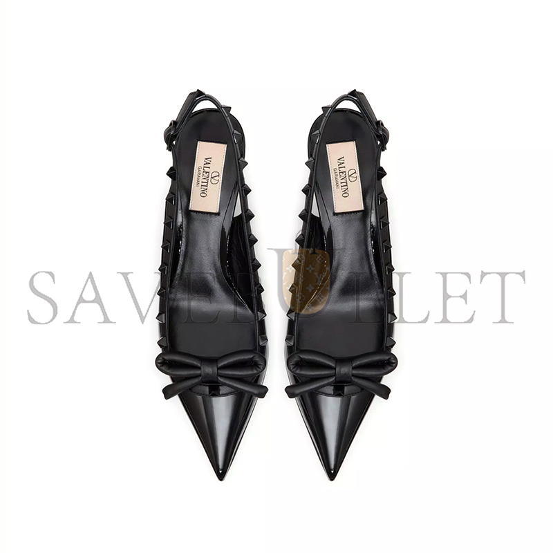 VALENTINO ROCKSTUD BOW SLINGBACK PUMP IN PATENT LEATHER WITH MATCHING STUDS 60MM 5W2S0IB8IXH_0NO VALENTINO ROCKSTUD BOW SLINGBACK PUMP IN PATENT LEATHER WITH MATCHING STUDS 60MM 5W2S0IB8IXH_0NO