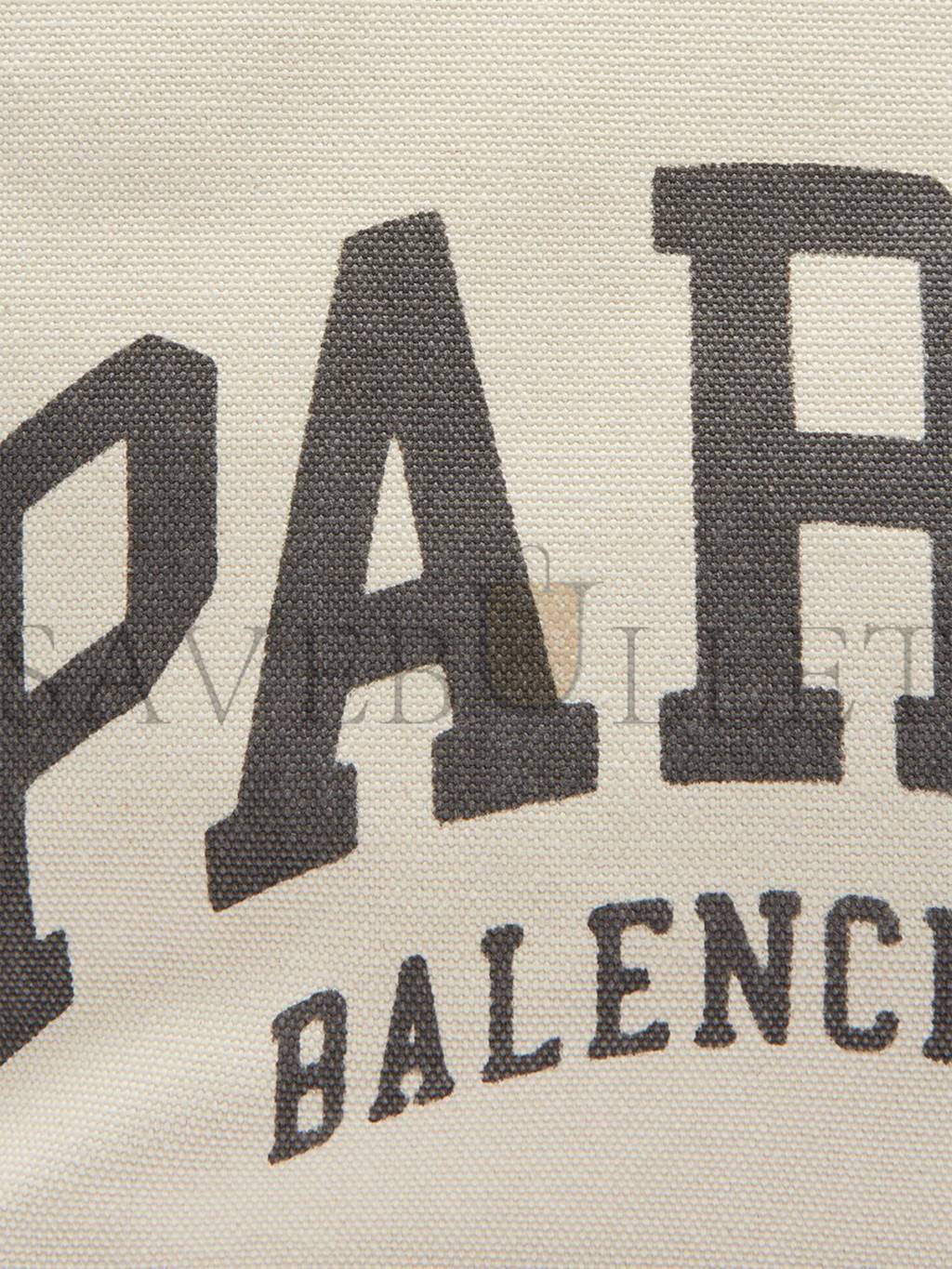 BALENCIAGA NEUTRAL PARIS LOGO-PRINT LEATHER-TRIM CANVAS TOTE BAG MATCHESFASHION US (41.1*25.1*17.5cm)