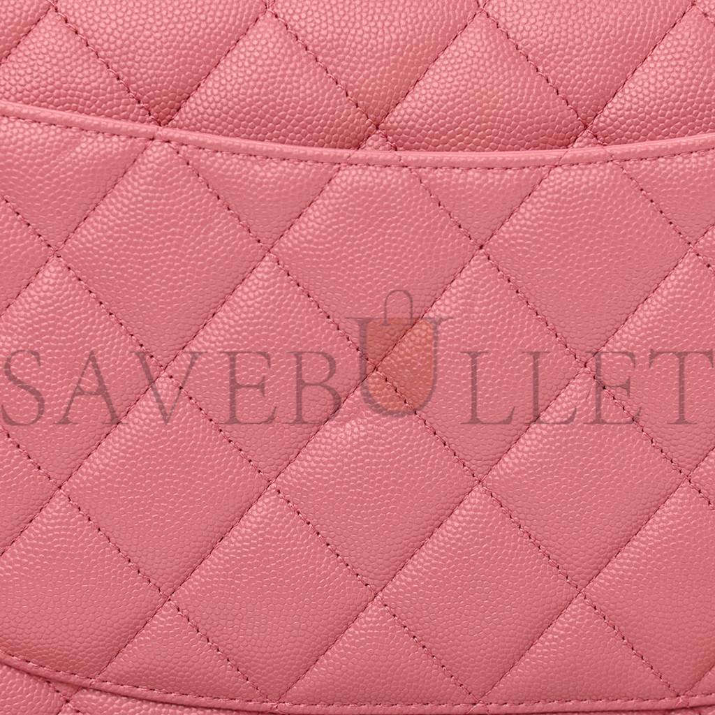 CHANEL CAVIAR QUILTED JUMBO DOUBLE FLAP DARK PINK ROSE GOLD HARDWARE (30*19*9cm)