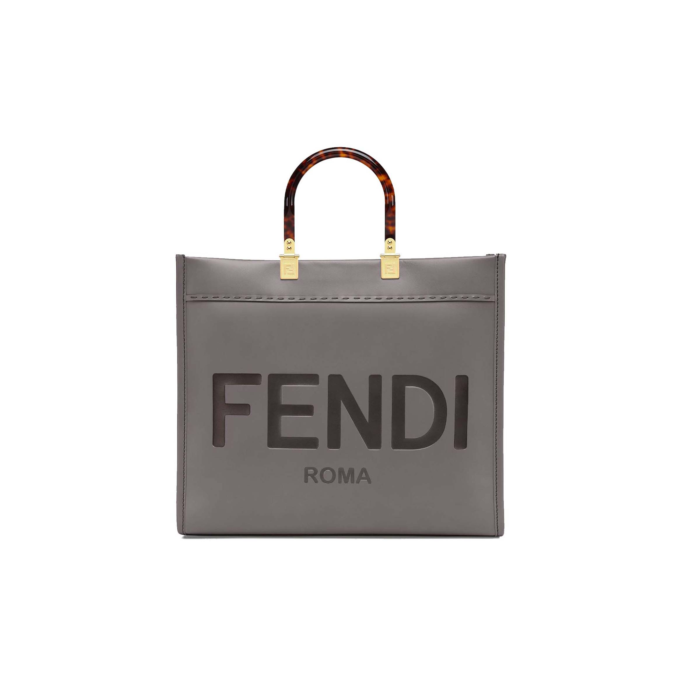 FENDI SUNSHINE MEDIUM - GRAY LEATHER SHOPPERI 8BH386ABVLF1BZC (35*31*17cm)