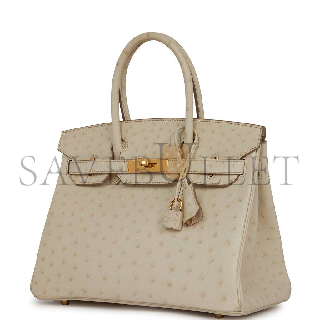 HERMES BIRKIN 30 BETON OSTRICH GOLD HARDWARE (30cm)