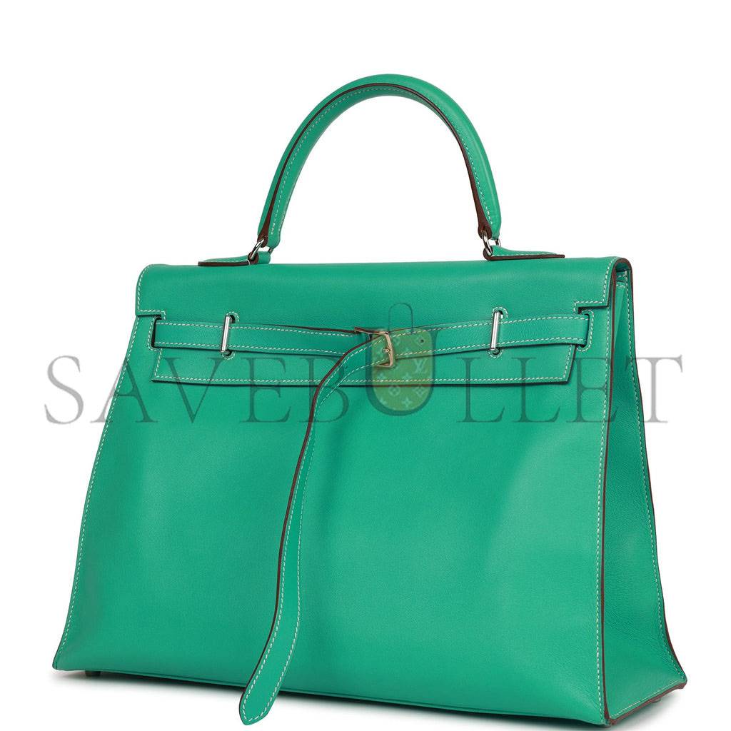 HERMES KELLY FLAT 35 LAGOON SWIFT PALLADIUM HARDWARE (35*25*14cm)