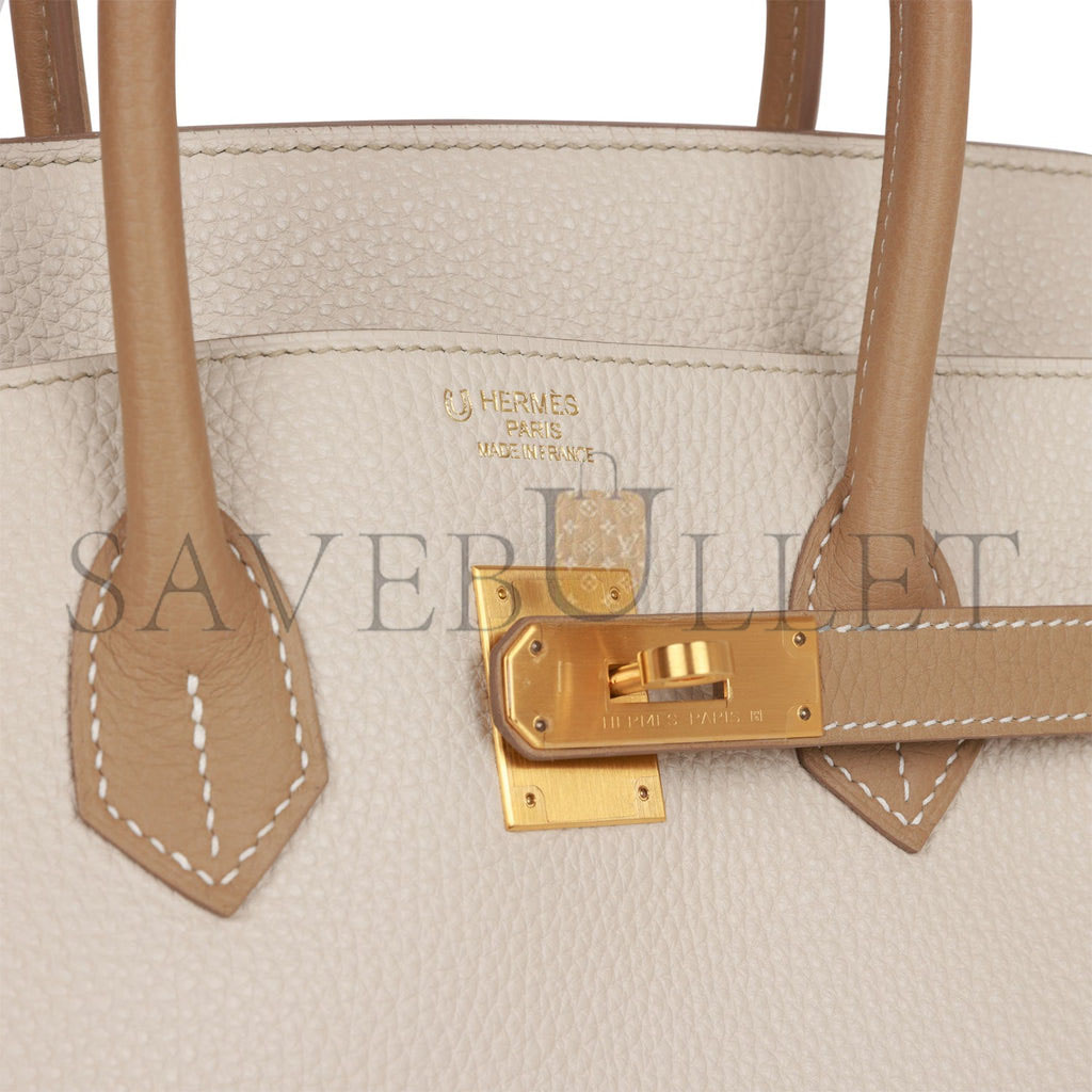 HERMES SPECIAL ORDER (HSS) BIRKIN 35 CRAIE AND TRENCH CLEMENCE BRUSHED GOLD HARDWARE (35*25*18cm)