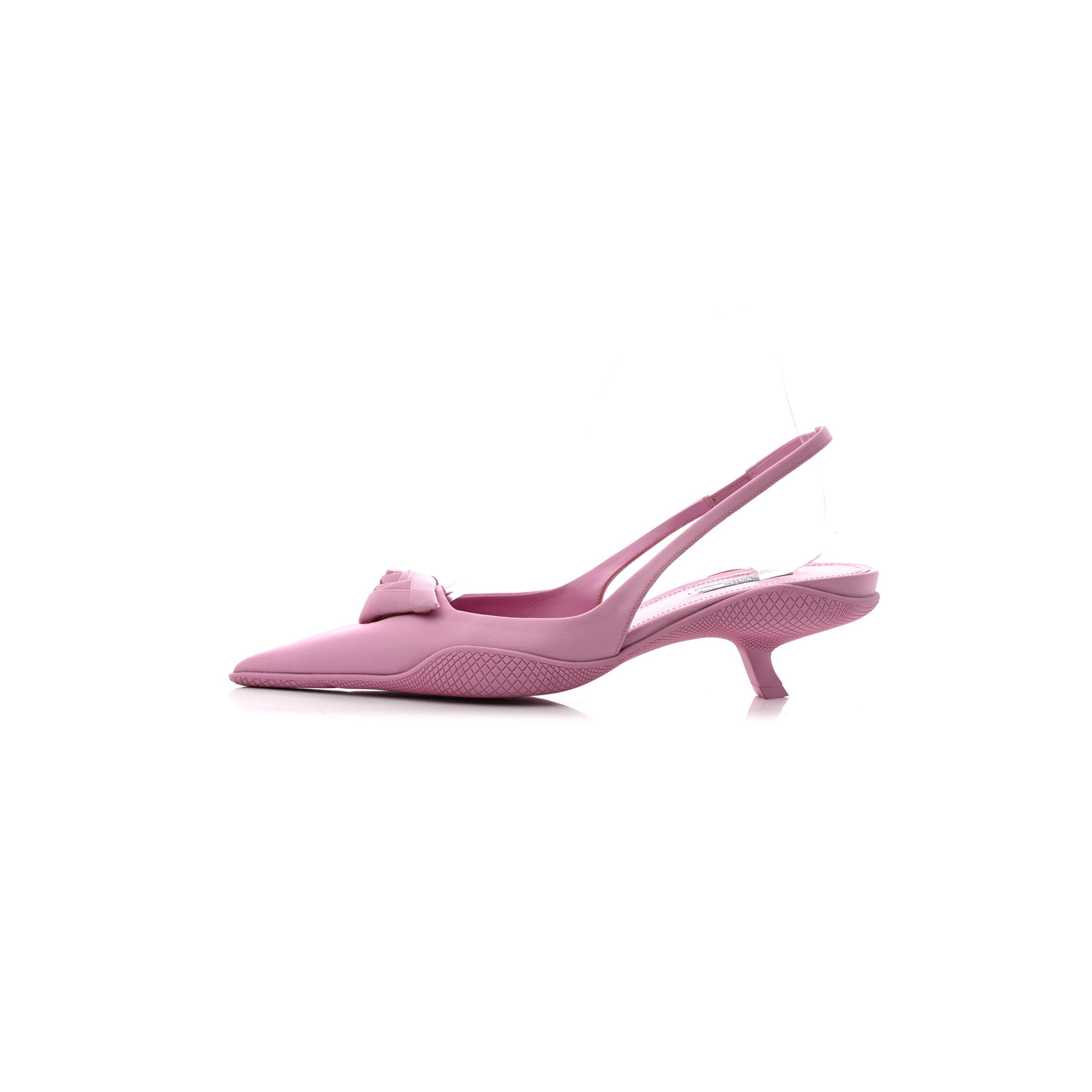 PRADA NYLON FLOWER POINTED TOE 45MM SLINGBACK PUMPS 40 PRIMULA