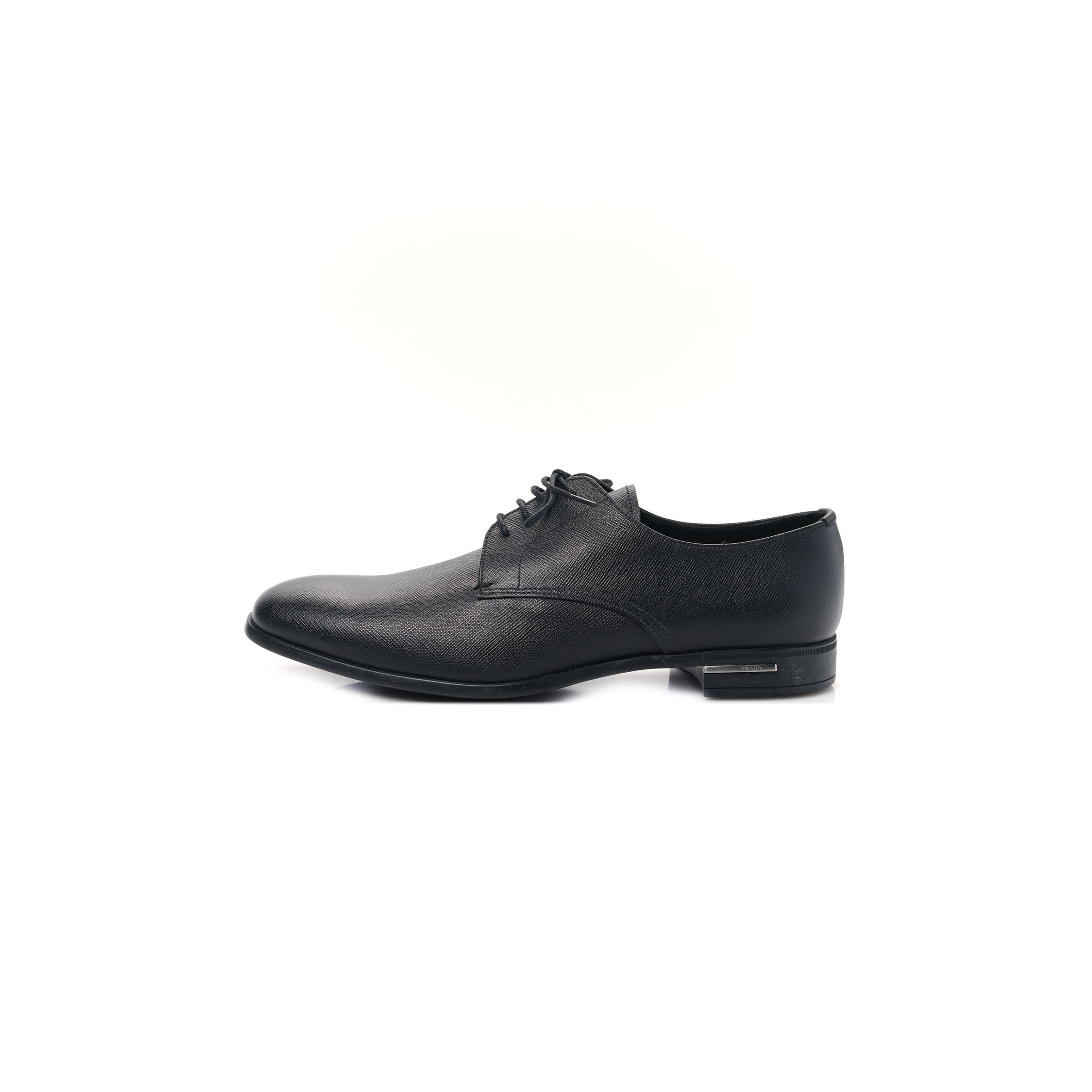 PRADA SAFFIANO MENS PLAIN TOE DERBY LOAFERS 8.5 BLACK