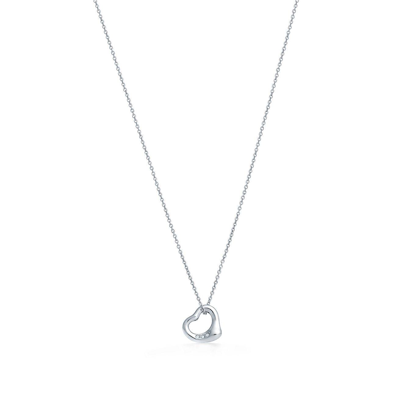 TIFFANY  ELSA PERETTI® OPEN HEART PENDANT IN PLATINUM WITH DIAMONDS