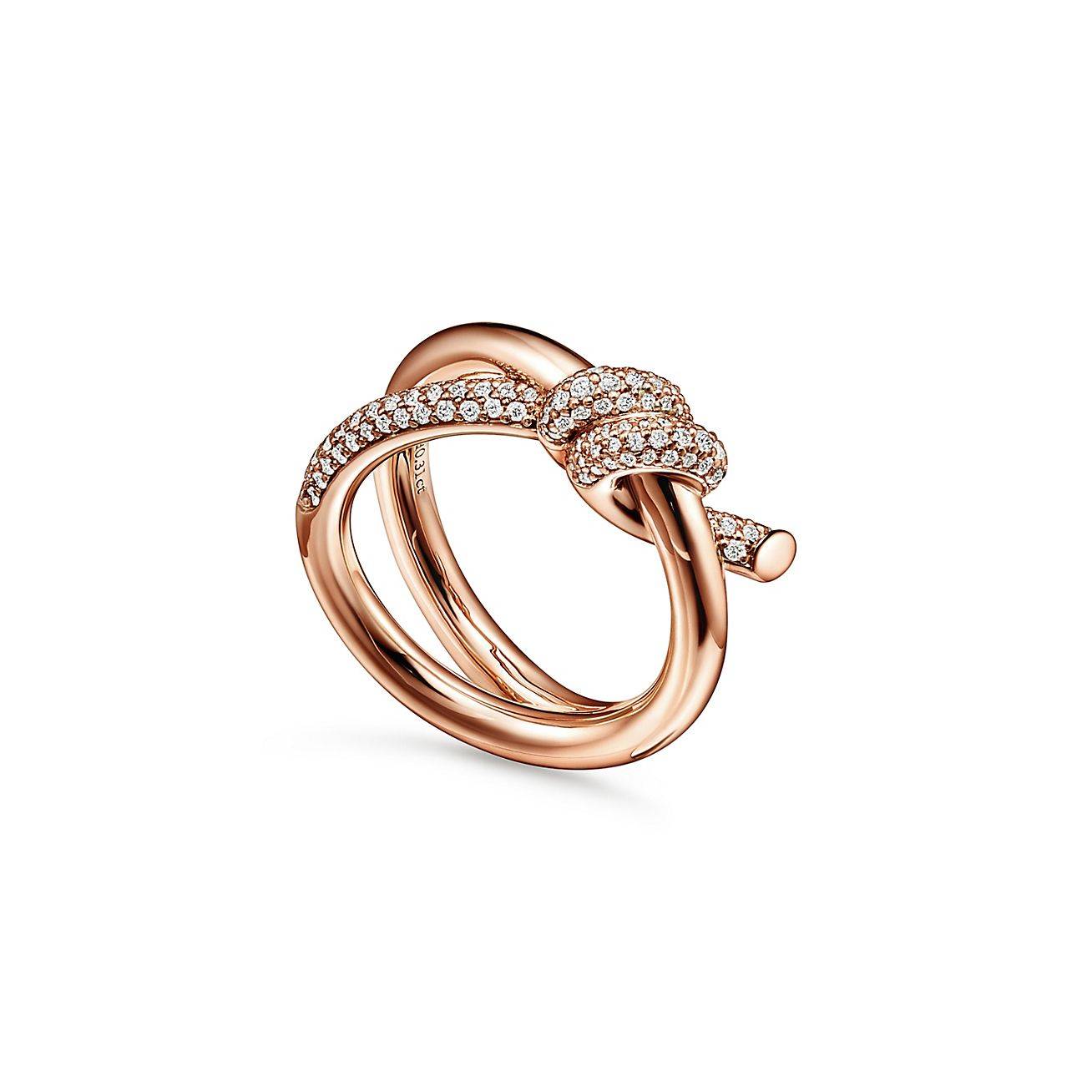 TIFFANY KNOT DOUBLE ROW RING IN ROSE GOLD WITH DIAMONDS