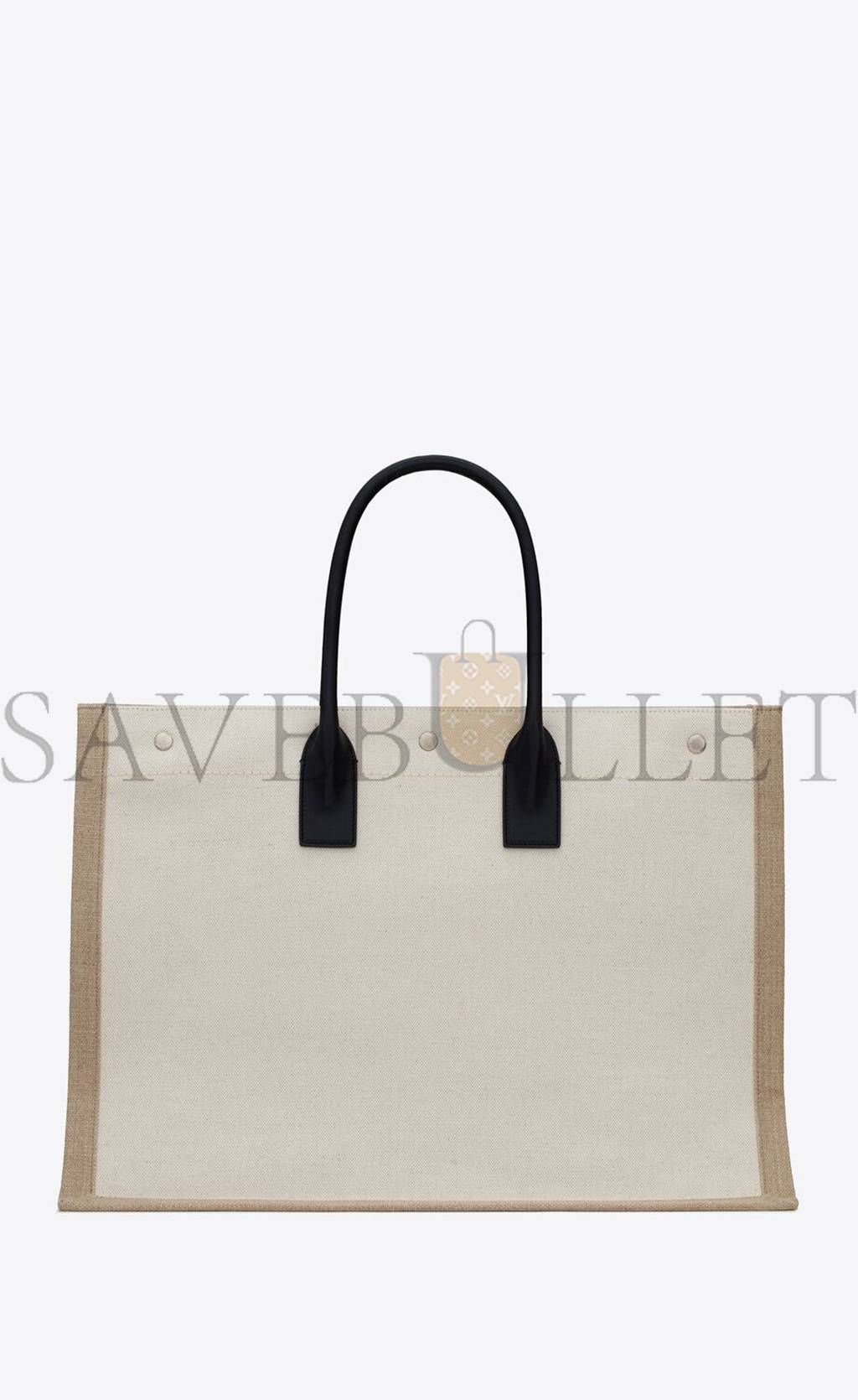 YSL RIVE GAUCHE TOTE BAG IN LINEN AND LEATHER 499290FAABR9054 (48*36*16cm)