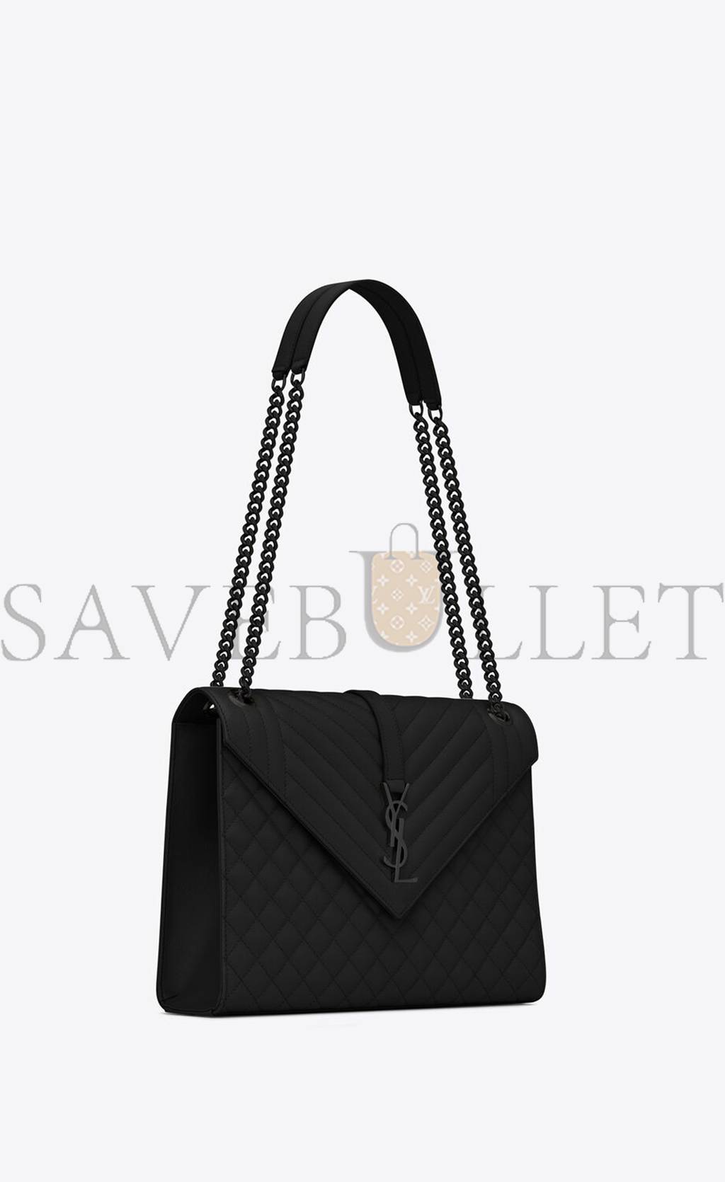 YSL ENVELOPE LARGE BAG IN MIX MATELASS&EACUTE; GRAIN DE POUDRE EMBOSSED LEATHER 600166BOW981000 (31*22*7.5cm)