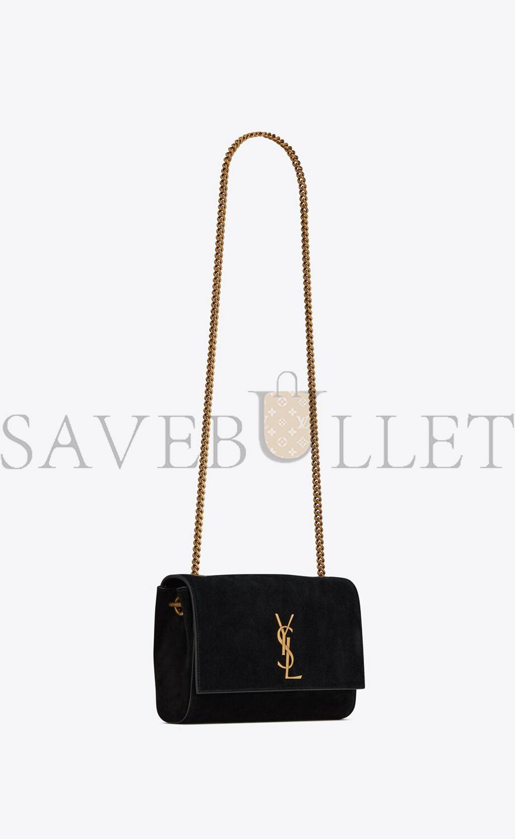 YSL KATE SMALL SUPPLEREVERSIBLE CHAIN BAG IN SUEDE AND LEATHER 7212500UD7W1000 (22*14.5*6cm)