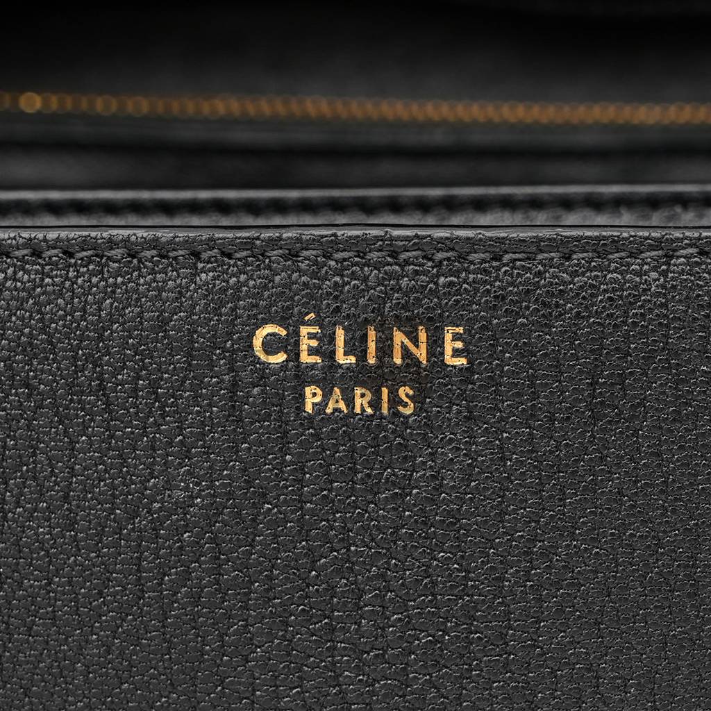 CELINE LIEGE CALFSKIN MEDIUM CLASSIC BOX FLAP BAG BLACK (24*18*7cm)