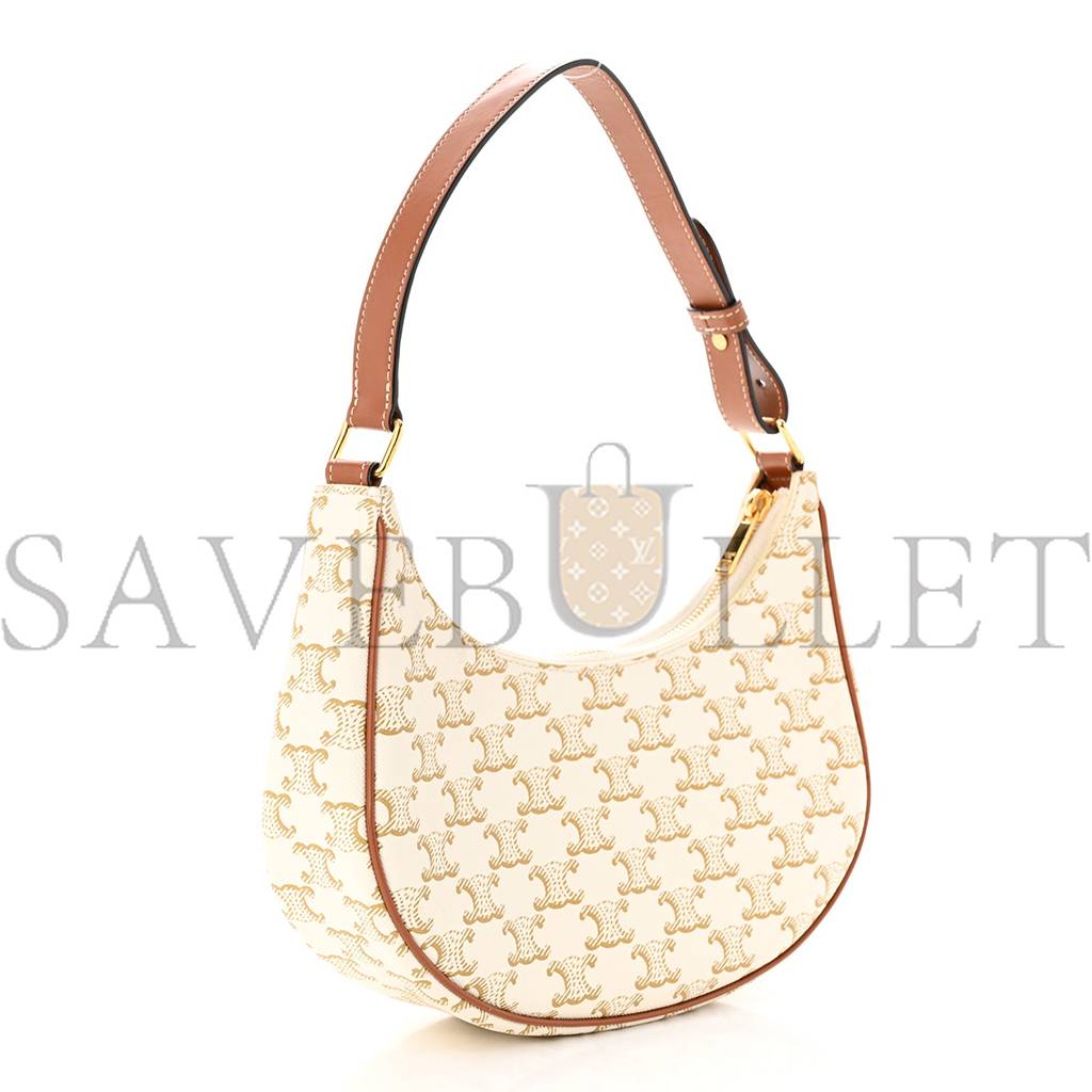 CELINE CANVAS CALFSKIN AVA TRIOMPHE SHOULDER BAG WHITE (23*13*7cm)