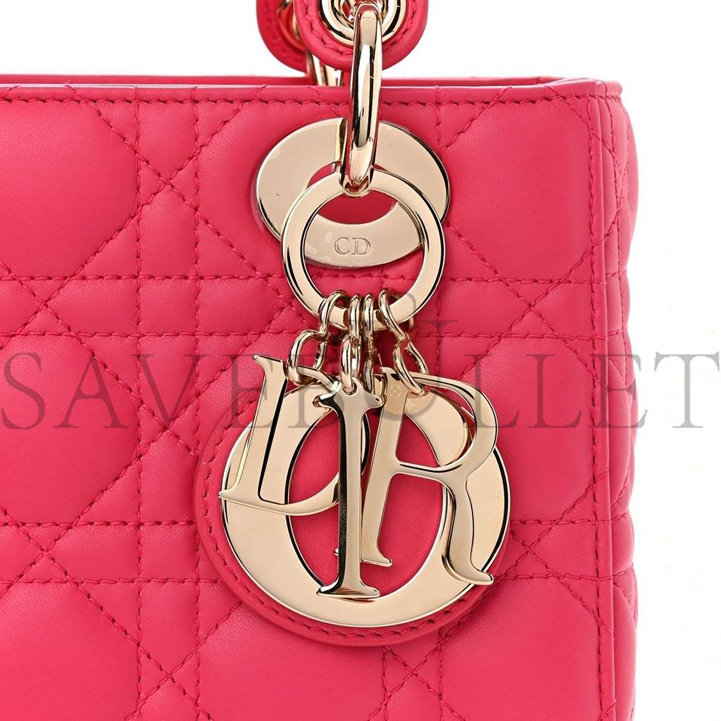 DIOR LAMBSKIN CANNAGE SMALL MY ABCDIOR LADY DIOR FRAISE (20*17*8.9cm)