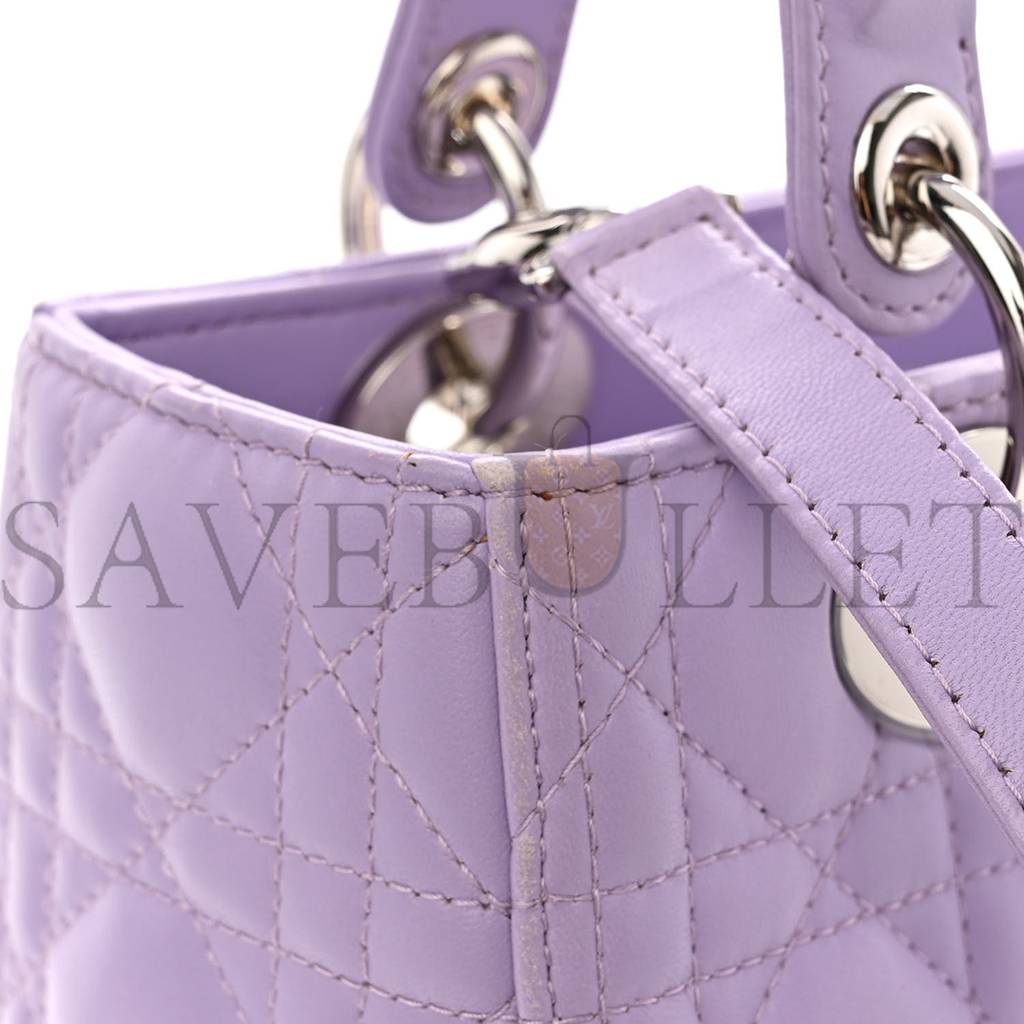 DIOR LAMBSKIN CANNAGE MEDIUM LADY DIOR PURPLE (24*20*10.8cm)